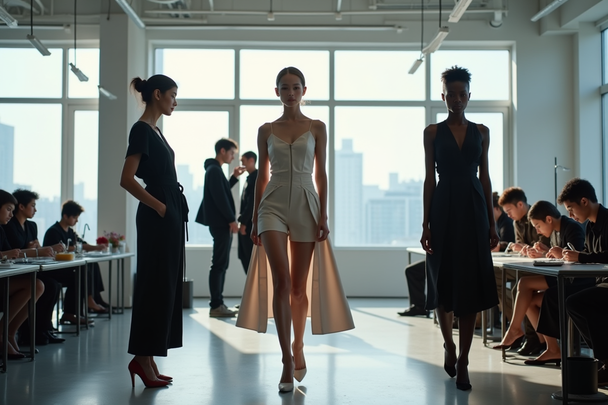Studio de mode à Tokyo avec modèles et créateurs