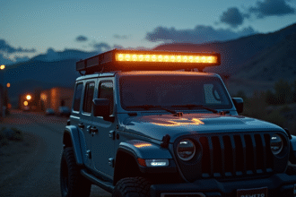 4x4 avec barre lumineuse LED au crépuscule