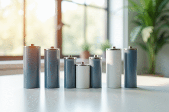 Différents types de batteries modernes sur une table lumineuse