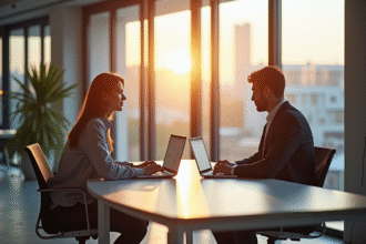 Espace de travail moderne à AixMille avec deux personnes collaborant