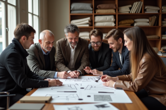 Groupe de createurs de mode français en discussion