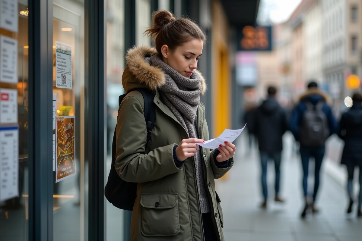 Jeune femme avec reçu dans un centre commercial luxembourgeois