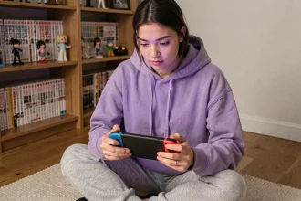 Joueuse de Pokémon sur Nintendo Switch choisissant ses Pokémon de type Psy pour équilibrer son équipe