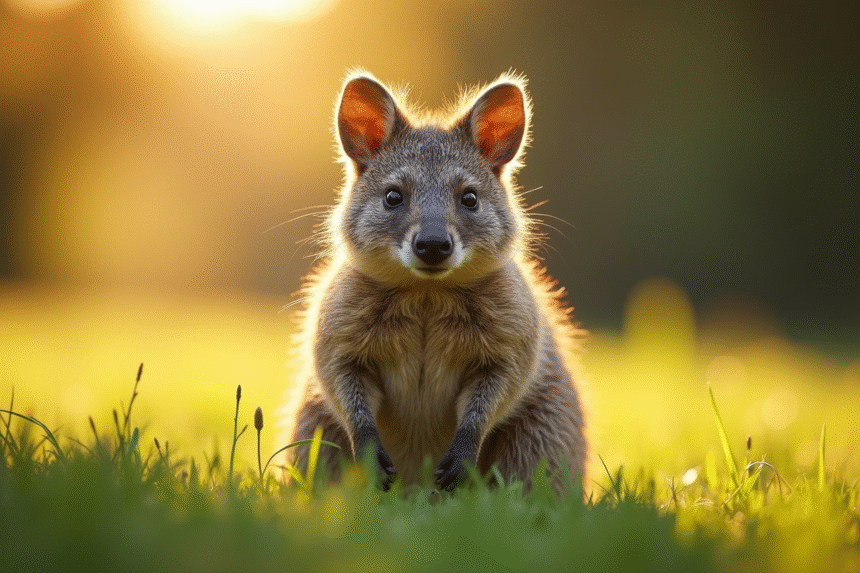 Quokka en gros plan regard expressif en plein soleil