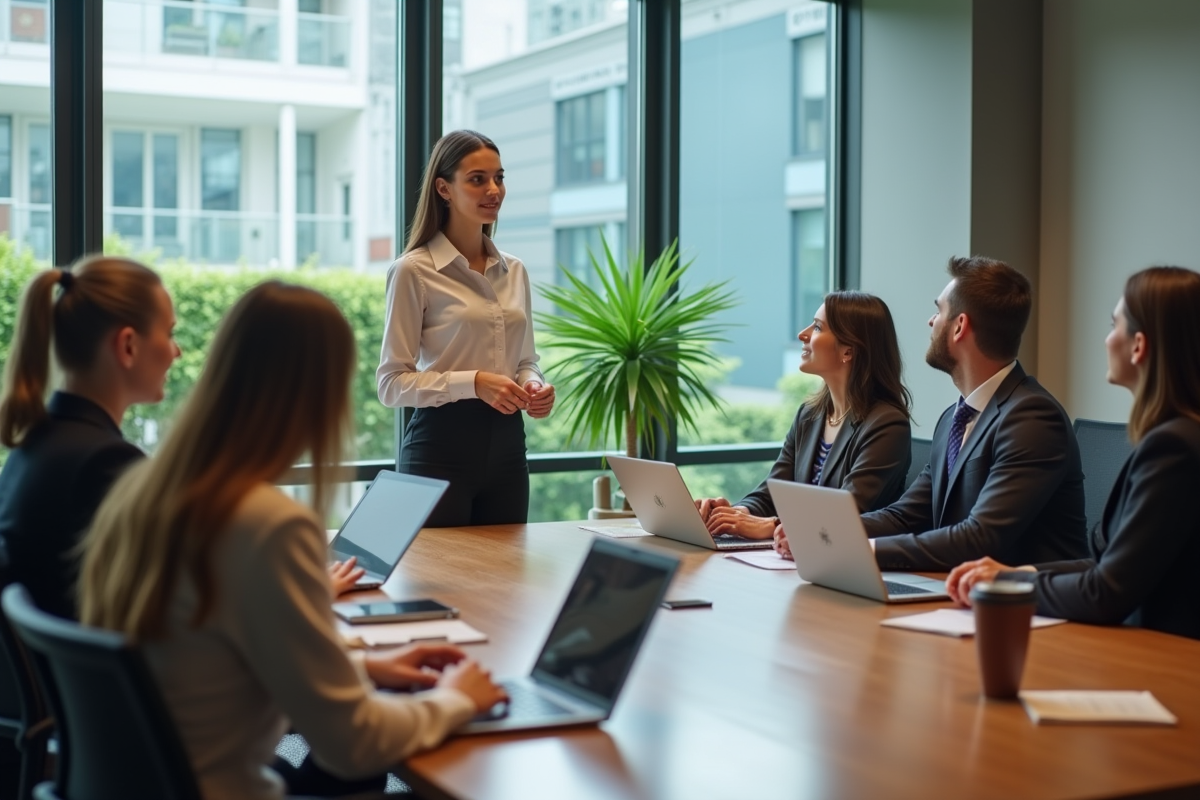 Jeune femme en réunion d