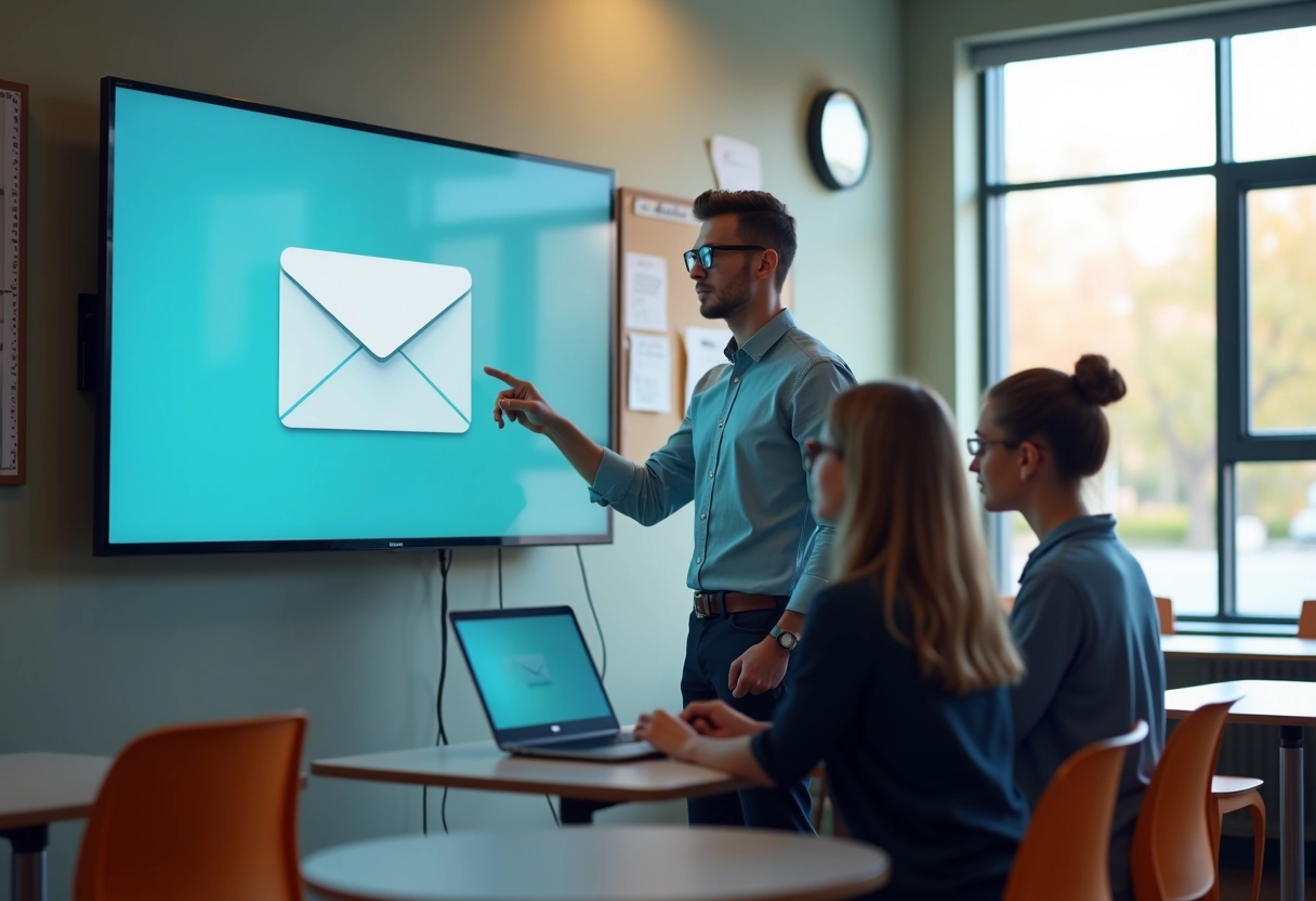 Support informatique montrant la messagerie aux enseignants